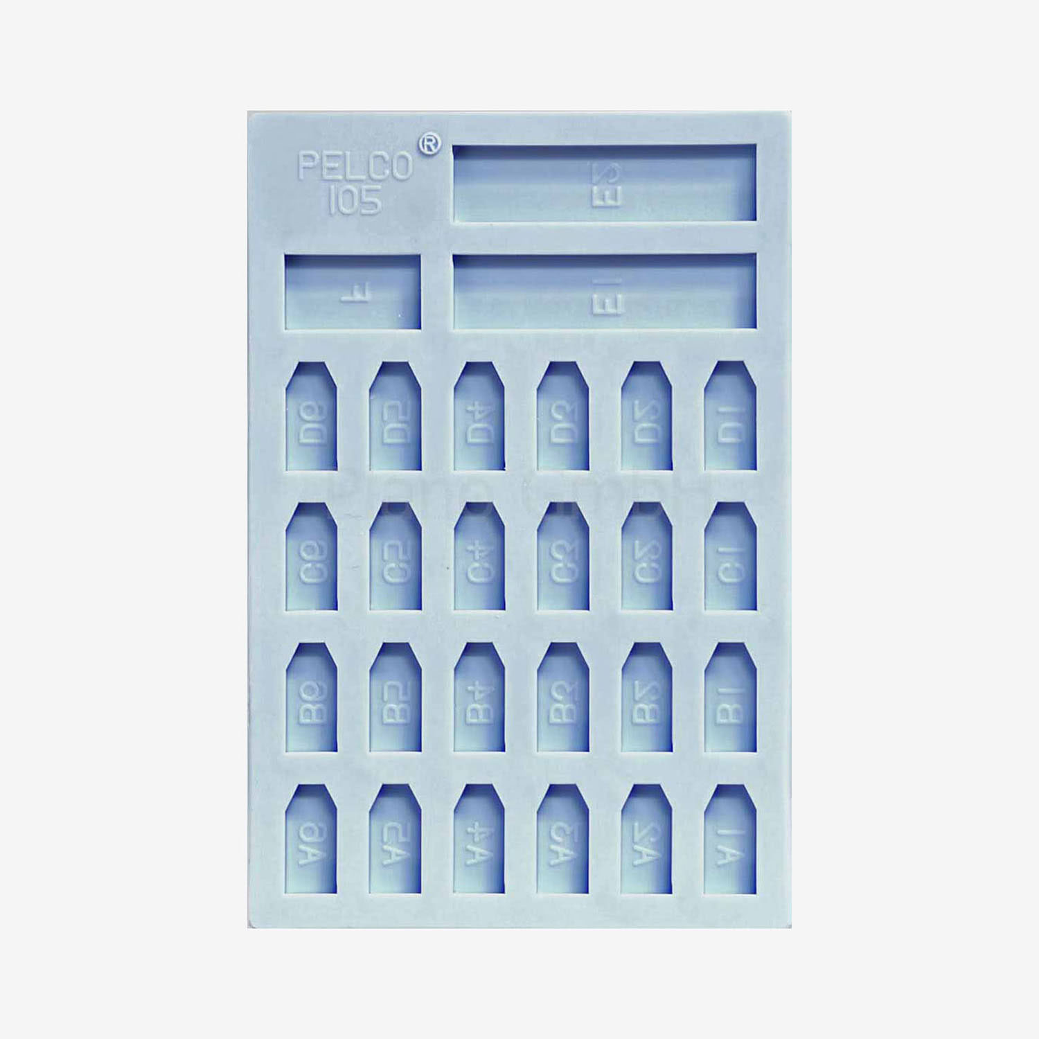 105_1 Pelco Flacheinbettungsform mit 27 Vertiefungen, blau