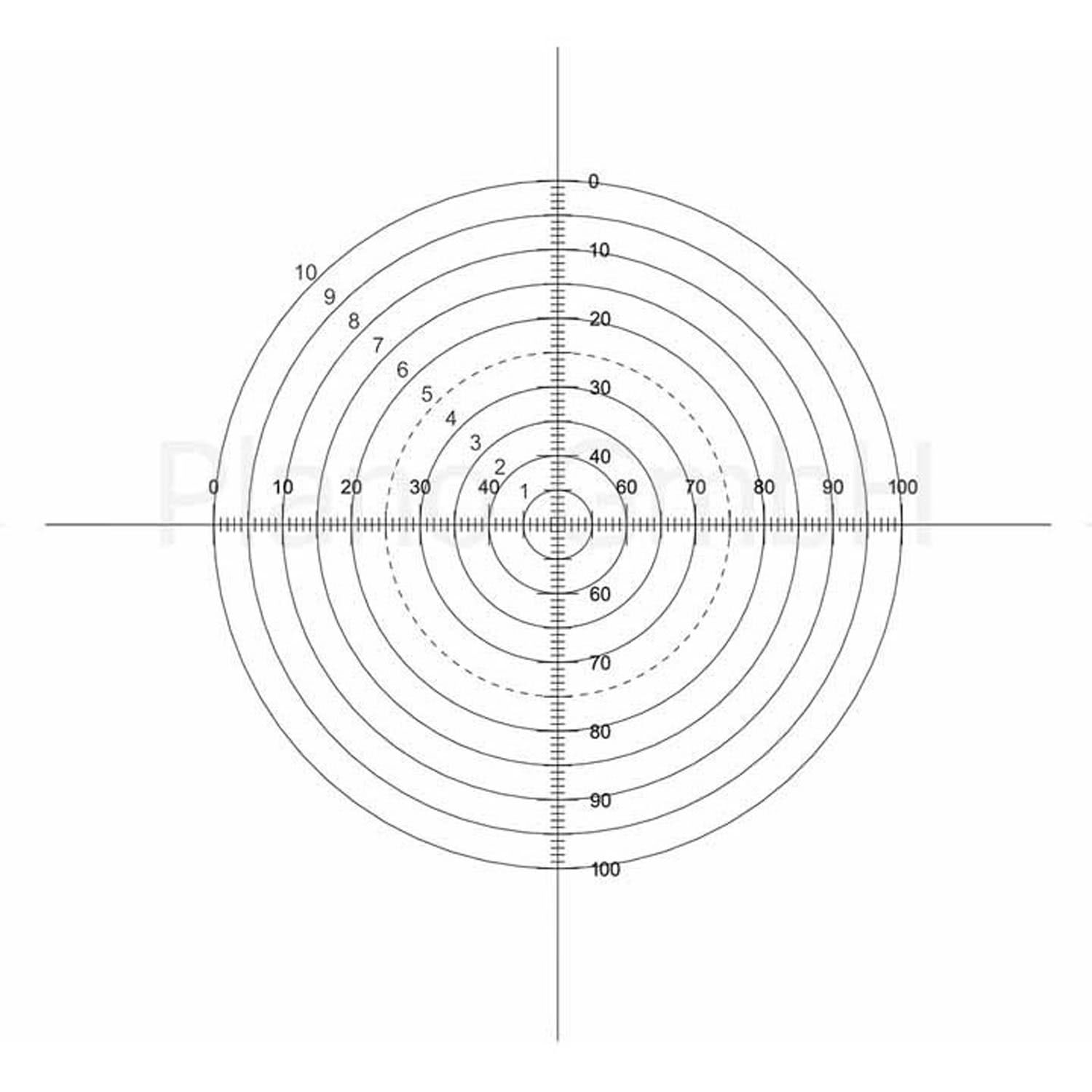 LP20242_1 Strichplatte (10 Konzentrische Kreise mit Fadenkreuz und abgestuften Querskalen)
