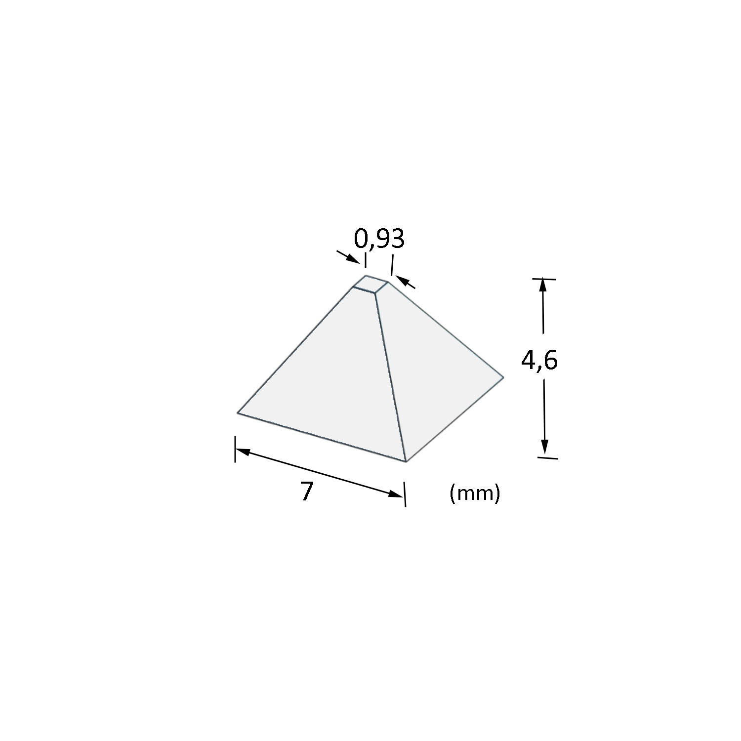 Einbettform mit 30 pyramidenförmige Vertiefungen