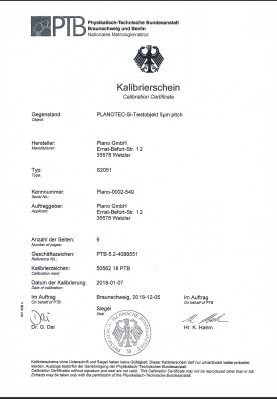 S2051_1 PLANOTEC Si-Testobjekt mit 5 µm - pitch Gitter und Eichzertifikat der PTB