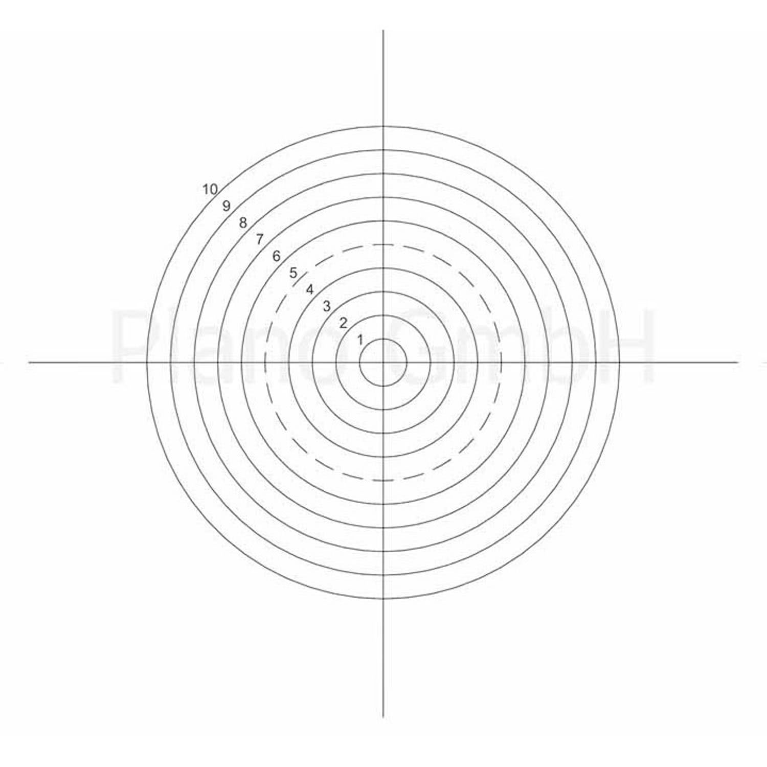 Strichplatte (10 Konzentrische Kreise mit Fadenkreuz)