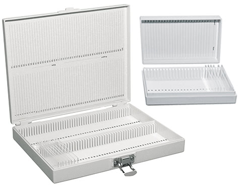 2107_1 Objektträgerboxen aus schlagfestem Kunststoff für 25 Objektträger