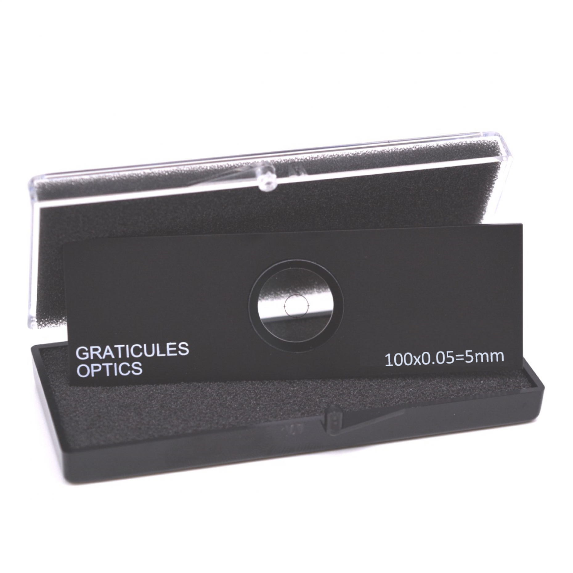 L4204_1 Objektträger-Mikrometer für Durchlicht (Länge: 5 mm, Unterteilung: 0,05 mm)