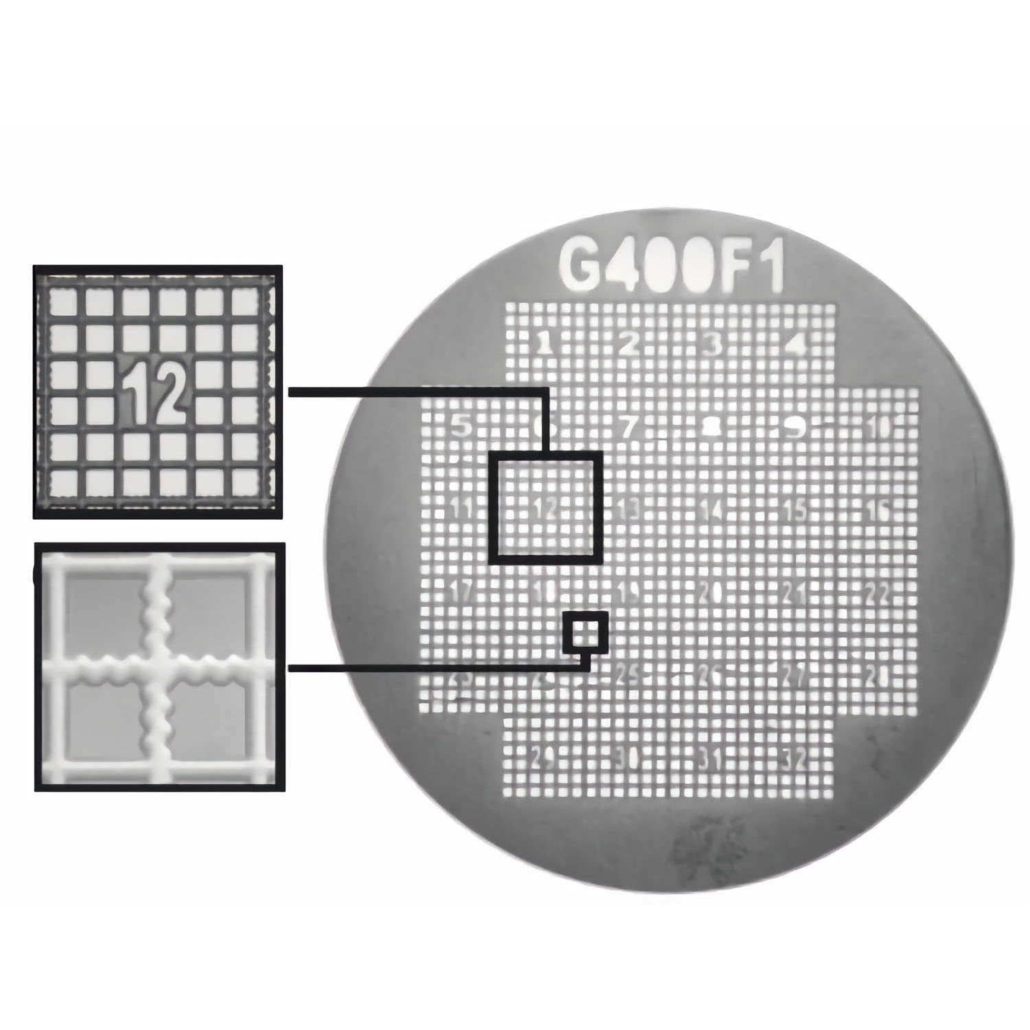 Finder Netzchen (Gilder) aus Kupfer mit markierten Felder