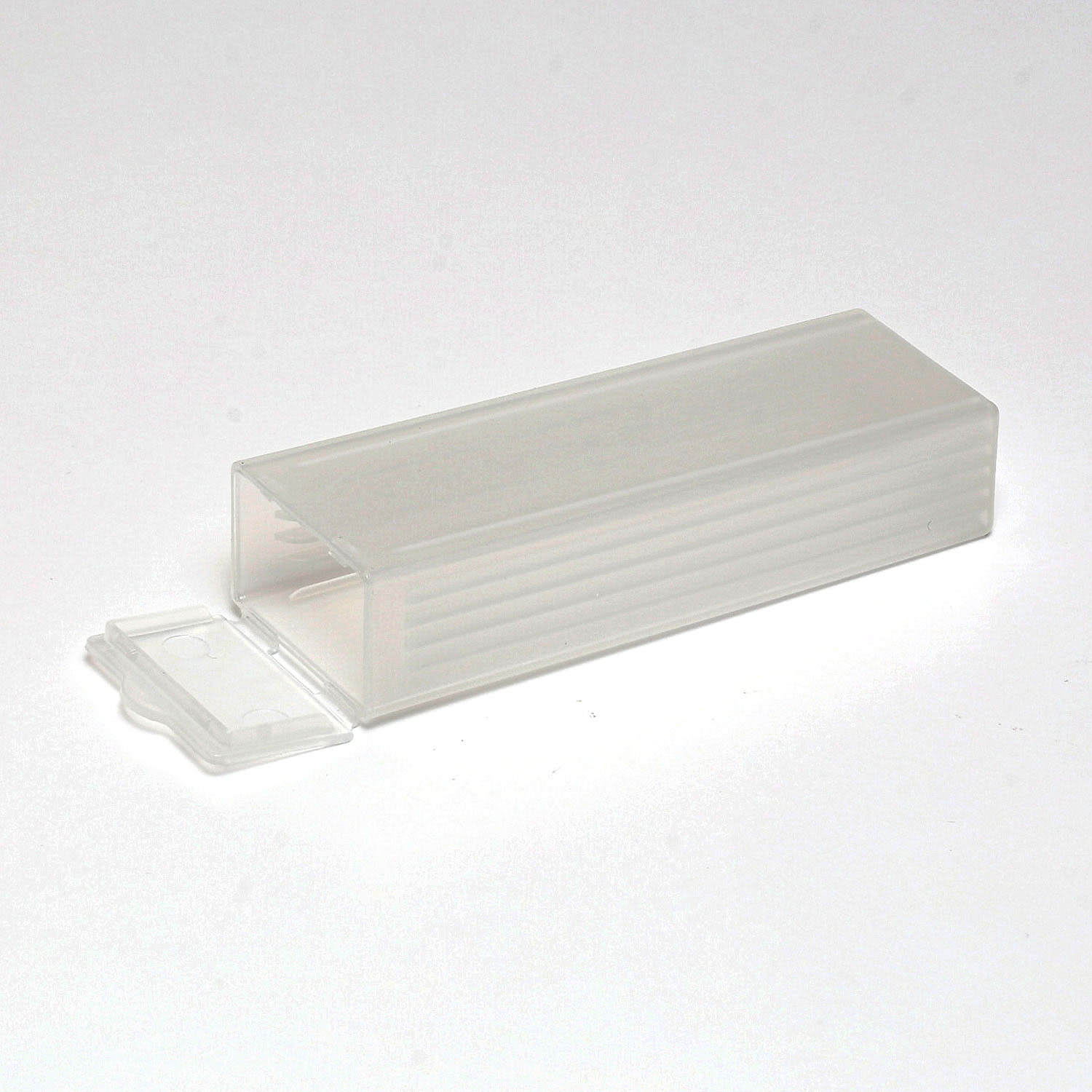 Objektträger-Behälter für 5 Objektträger, 76 x 26 mm, PP, transparent, Klappdeckel, 100 Stück Objektträger-Behälter für 5 Objektträger, 76 x 26 mm, PP, transparent, Klappdeckel, 100 Stück