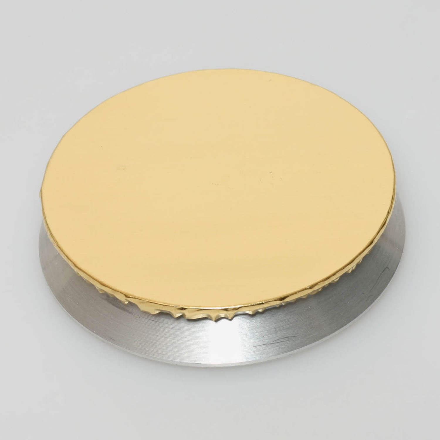 N141_1 Sputter Target ø 63 mm für Emitech & EMS Sputter Coater (aufgebördelt auf Träger mit V-Kerbe)