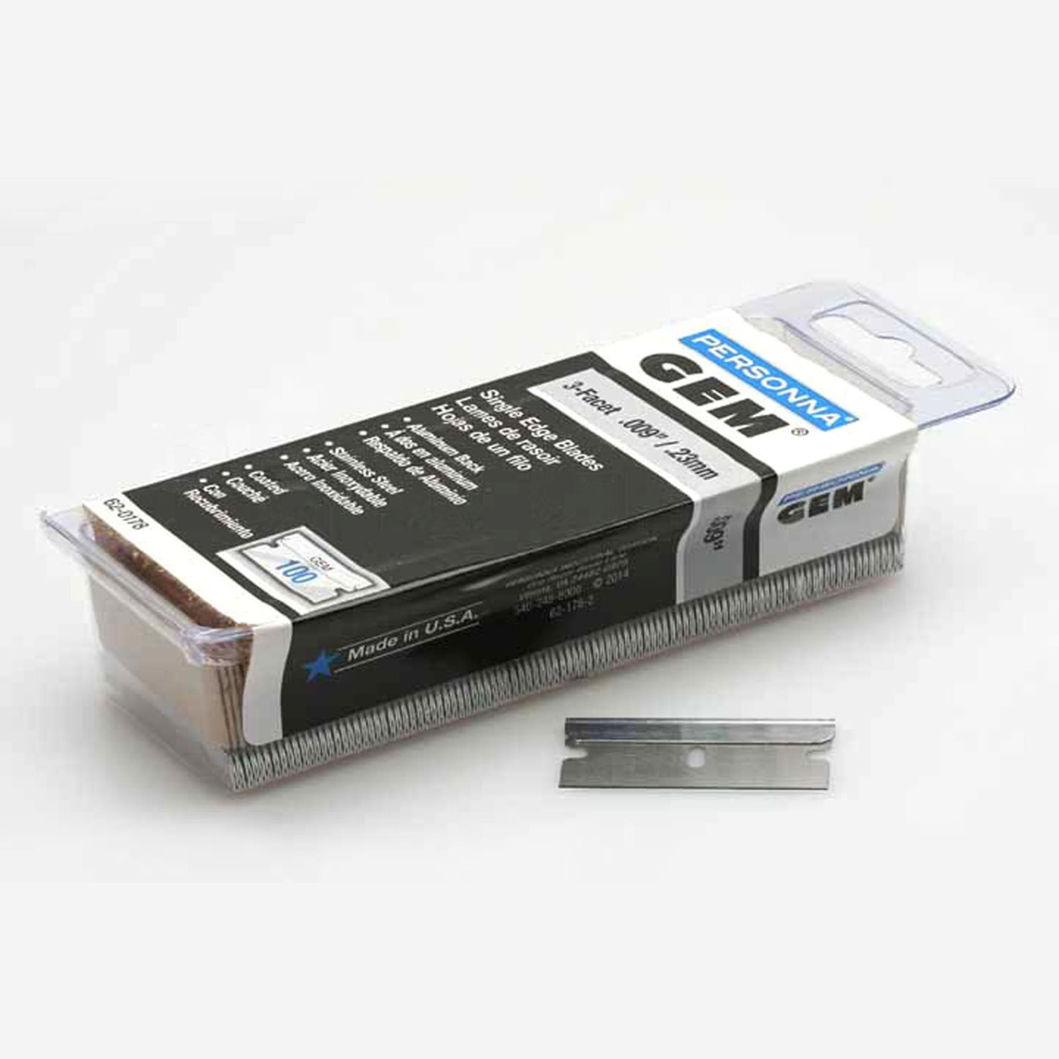 GEM Edelstahl-Klingen mit unbeschichteter, doppelt geschliffener Schneide, 100 Stück