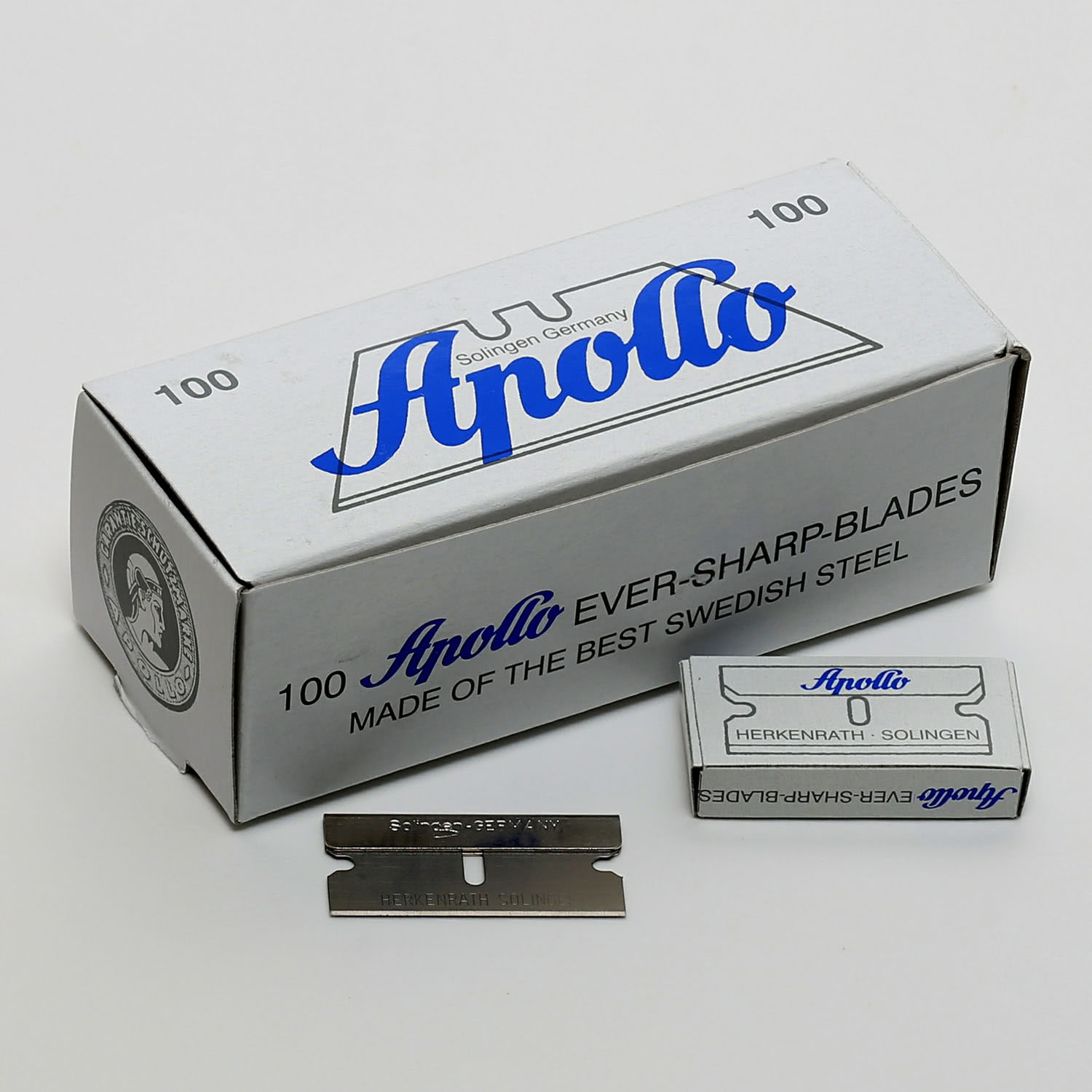 T586A_1 Apollo Ever-Sharp-Klingen auf schwedischem Stahl, einseitig geschliffen, 39 x 19 x 0,3 mm