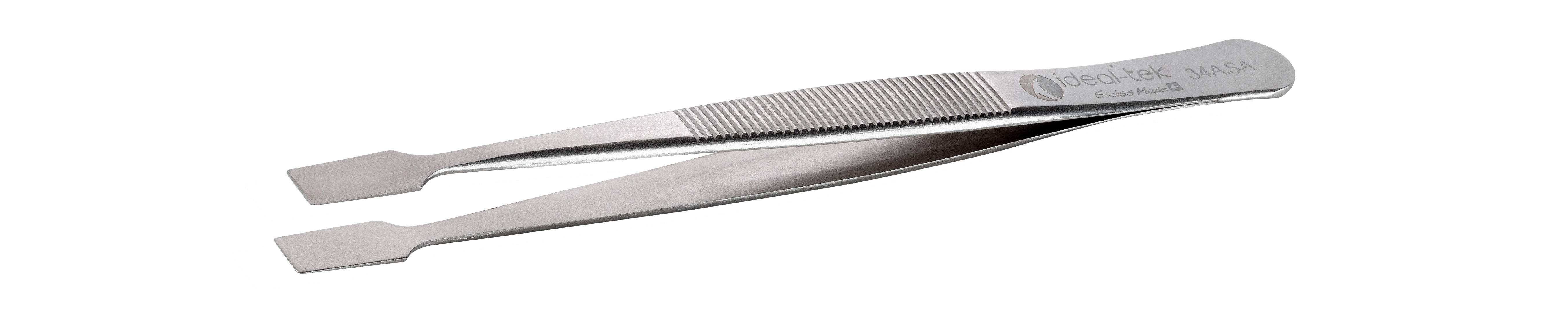 Pinzette mit flachen Spaten-Spitzen (ideal-tek), Typ 34A, hochpräzise, Material SA