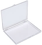 Polystyrol Schachtel mit Scharnierdeckel, flach, 11.7 x 8.9 x 0.95 cm, transparent