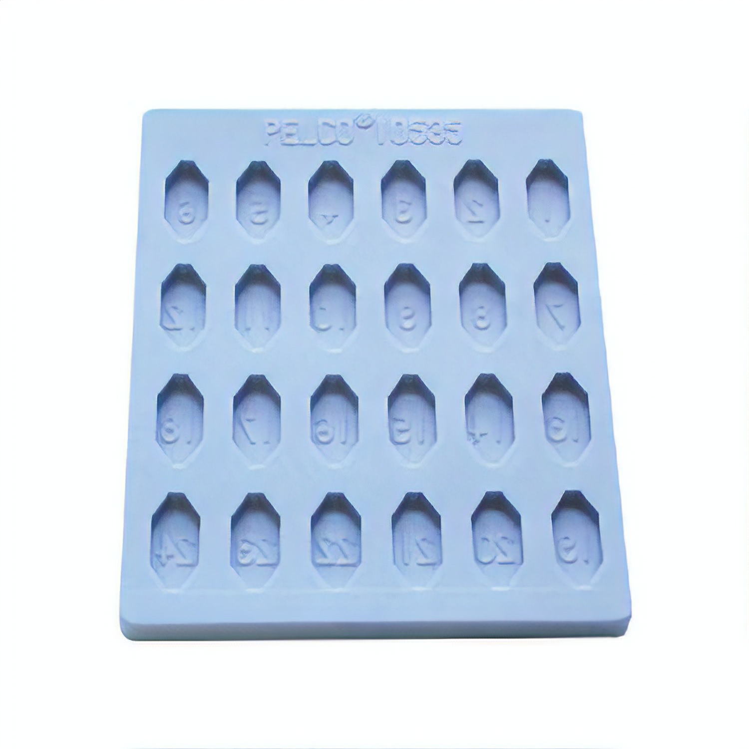 10535_1 Flache Einbettungsform mit 24 doppelseitig vor getrimmten Vertiefungen