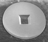 Silizium Rahmen ohne Trägerfilm, 1 Fenster je 0,25 x 0,25mm, Dicke 200µm
