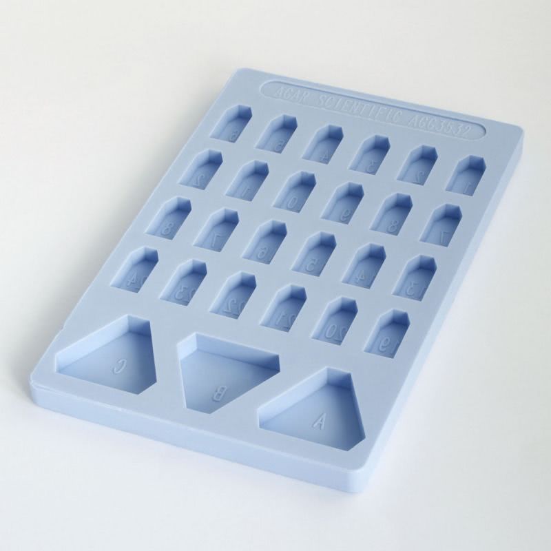 G3532_blau Flache Einbettungsgießform mit 24 (+3) Vertiefungen