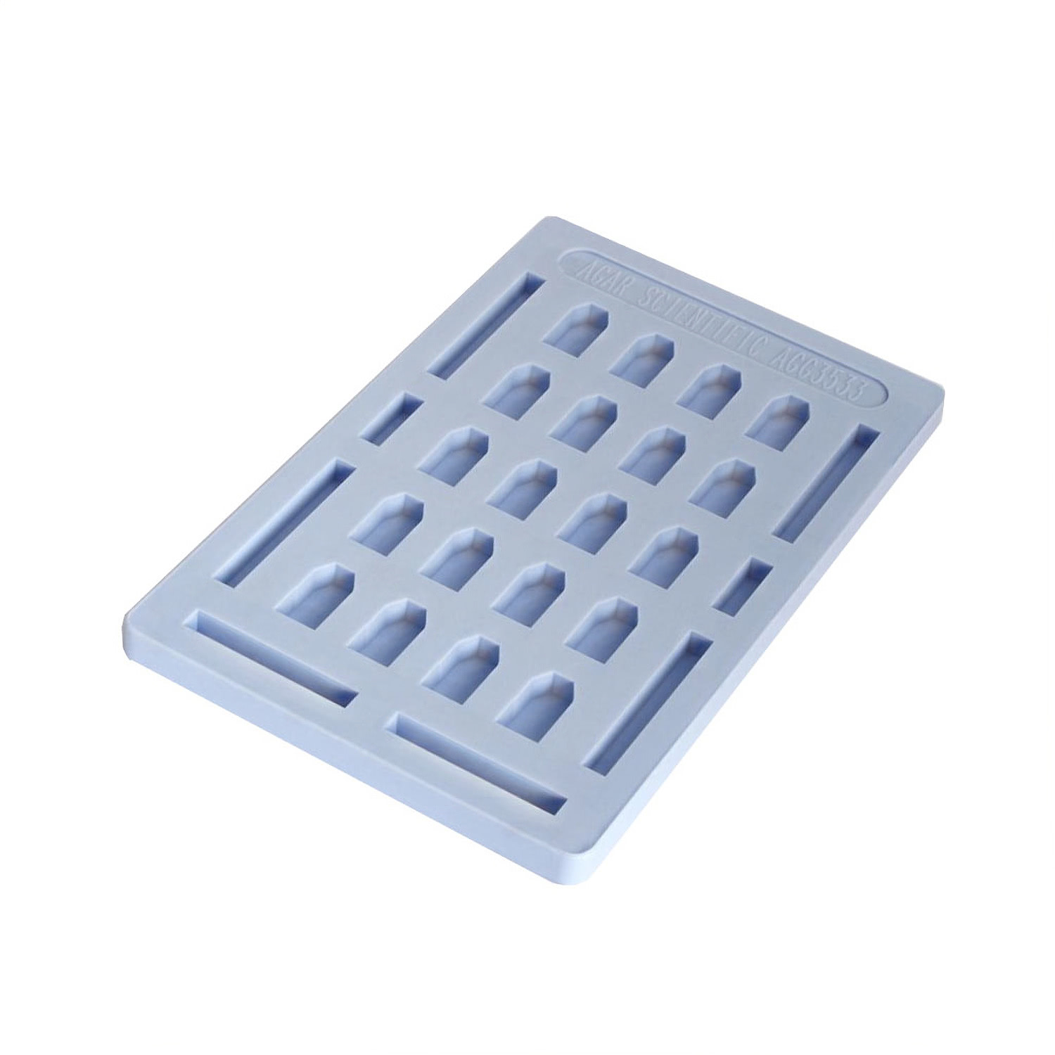 G3533blau_1 Flache Einbettungsgießform mit 28 Vertiefungen