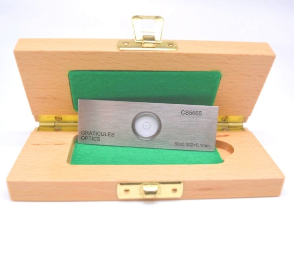Objektträger-Mikrometer für Durchlicht (Länge: 0,1 mm, Unterteilung: 0,002 mm)