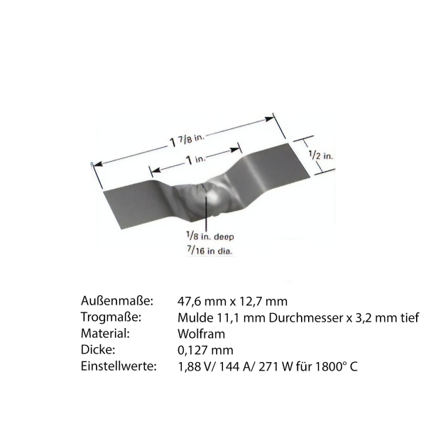 Heiz-Schiffchen mit Trog aus Wolfram