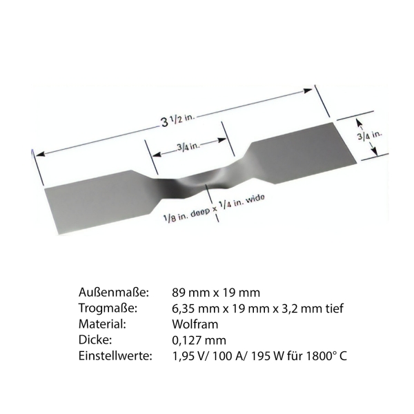 Heiz-Schiffchen mit Trog aus Wolfram