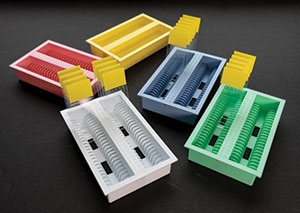 DrainRack Abtropfbox für Objektträger in unterschiedlichen Farben