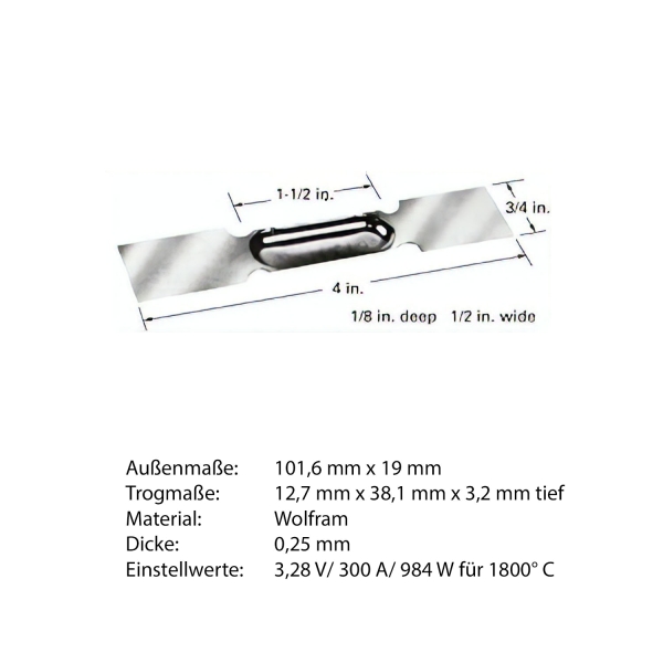 Heiz-Schiffchen mit Trog aus Wolfram