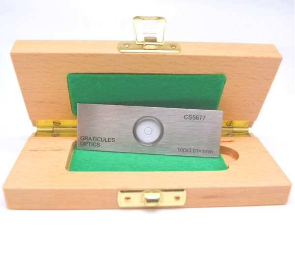 Gekreuzte Objektträger-Mikrometer für Durchlicht (Länge: 1 mm, Unterteilung: 0,01 mm)