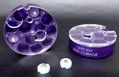 Kryo-EM Puck (12 Löcher) mit Schließmechanismus für Versandrohr