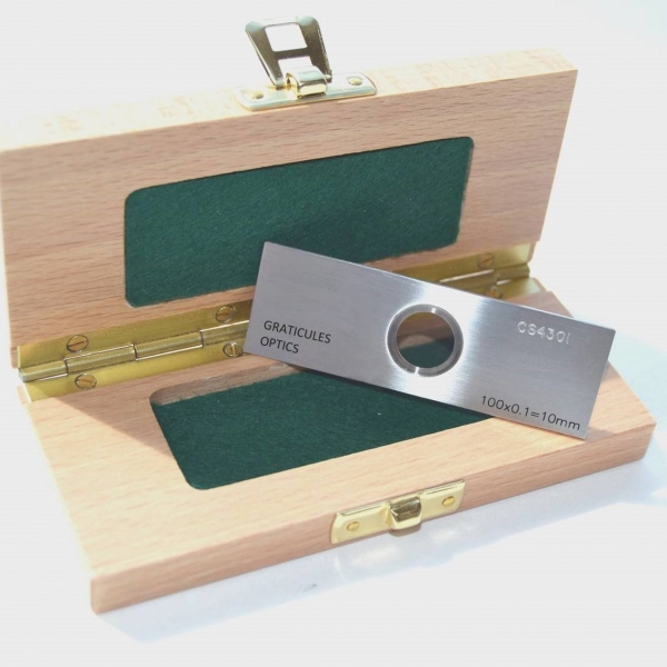 Objektträger-Mikrometer für Durchlicht (Länge: 10 mm, Unterteilung: 0,1 mm)