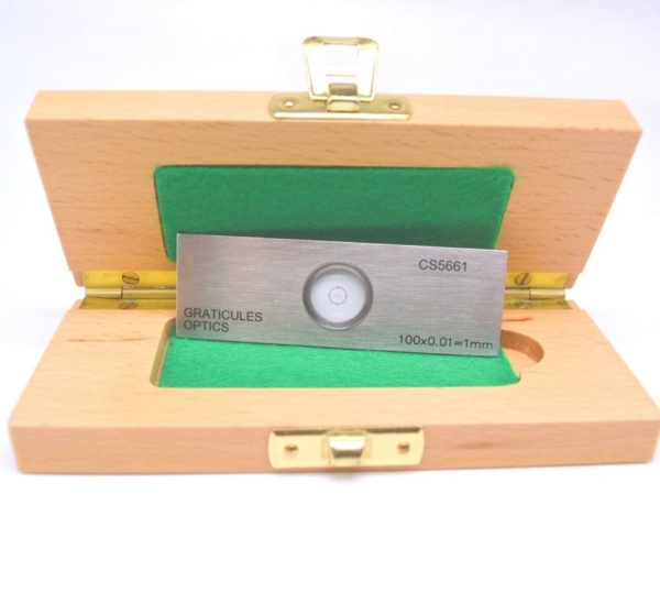Objektträger-Mikrometer für Durchlicht (Länge: 1 mm, Unterteilung: 0,01 mm)