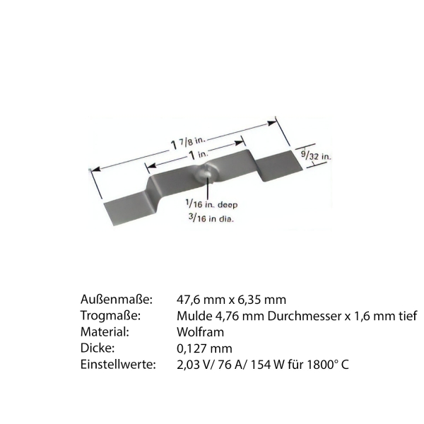 Heiz-Schiffchen mit Trog aus Wolfram