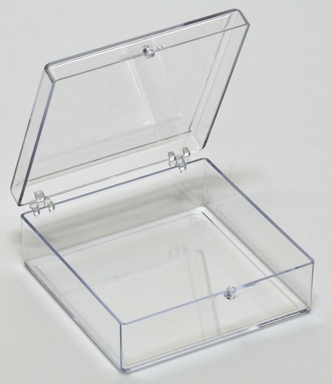 Polystyrol Schachtel, rechteckig 74 mm x 74 mm x 26 mm