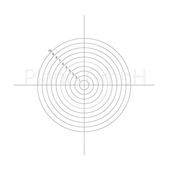 Strichplatte (10 Konzentrische Kreise mit Fadenkreuz)