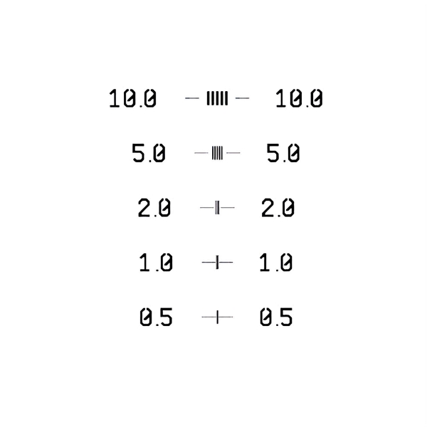 CD Kalibrierstrukturen (CRITICAL DIMENSION) 10-5-2-1-0,5 µm