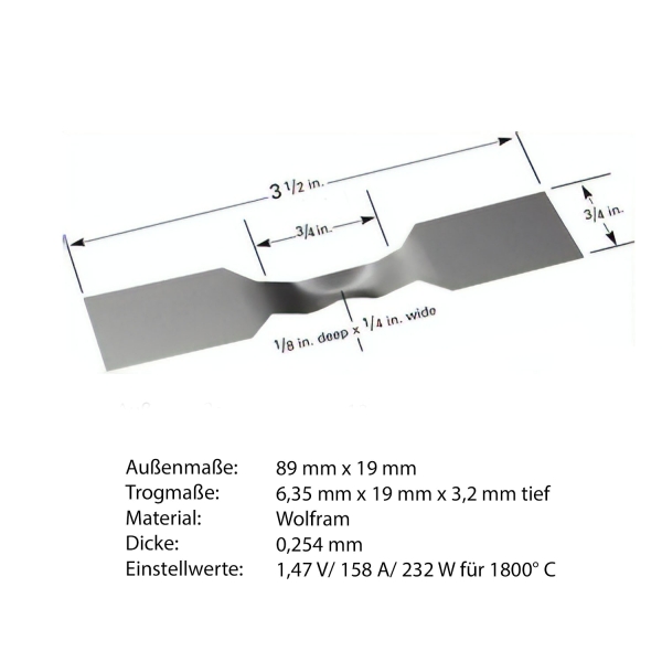 Heiz-Schiffchen mit Trog aus Wolfram