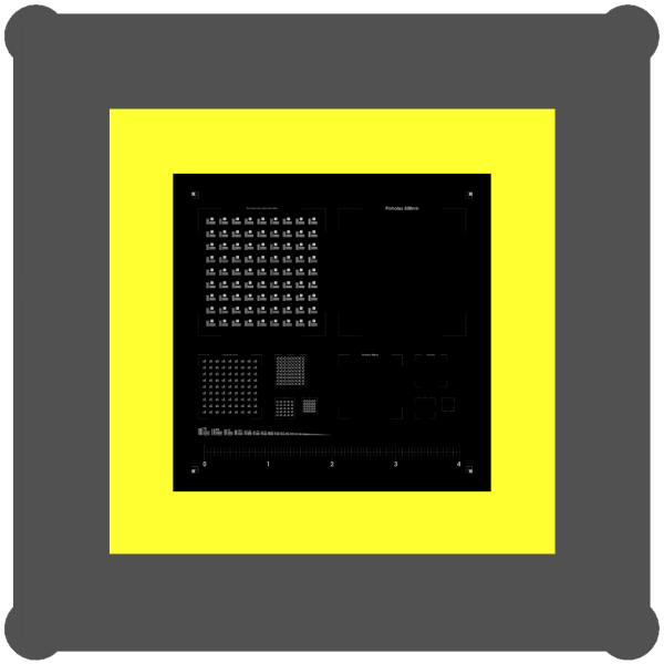 Fluoreszierender LM Auflösungstest